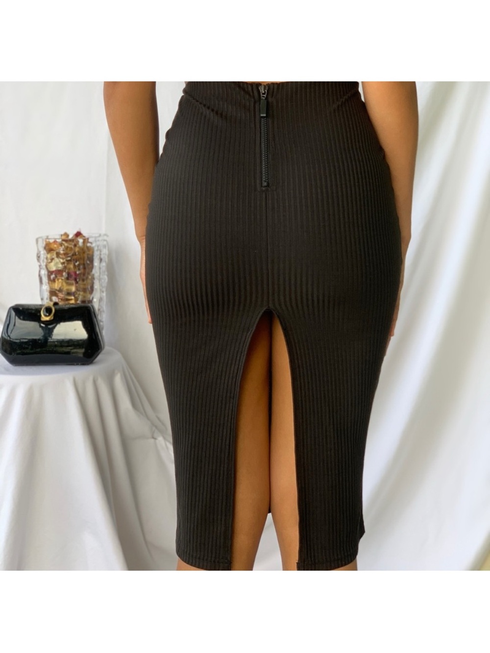 🖤Adorable High Slit Zip up Pencil Skirt